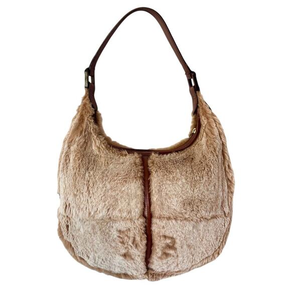 Authentic Longchamp Vintage Rabbit Fur Leather Hobo Shoulder Bag Made in France - Picture 5 of 12